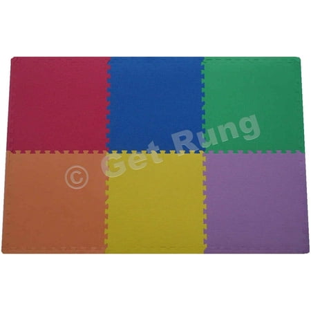 Get Rung Fitness Mat with Interlocking Foam Tiles for Gym Flooring. Excellent for Pilates, Yoga, Aerobic Cardio Work Outs and Kids Playrooms. Perfect Exercise Mat(COLOR,