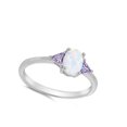 thumbnail image 4 of CHOOSE YOUR COLOR Simulated Amethyst White Simulated Opal Ring .925 Sterling Silver Band Purple CZ Female Size 5, 4 of 4