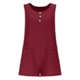 thumbnail image 6 of successthop One Pieces Rompers for Women Shorts Crewneck Sleeveless Button Pants Solid Casual Lounge Wear with Pockets M, 6 of 9