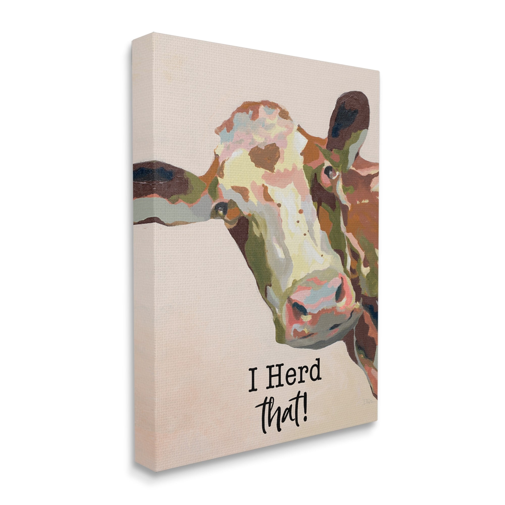Stupell I Herd That! Farmhouse Cow Phrase Animals & Insects Painting Gallery Wrapped Canvas Print Wall Art