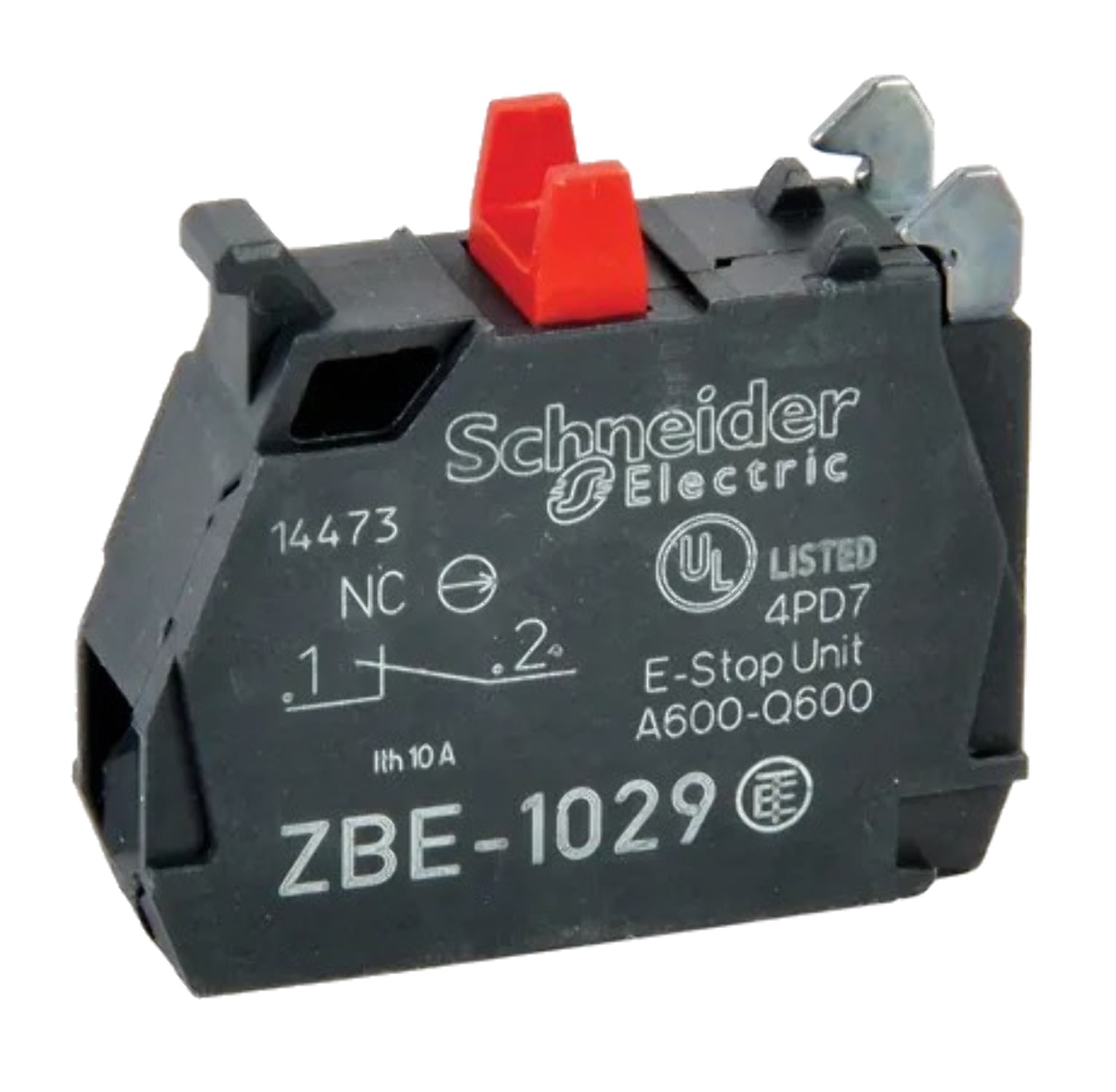 ZBE1029 Switch Contact Block, SPST NC, 6A 120VAC, Ring Tongue Terminal
