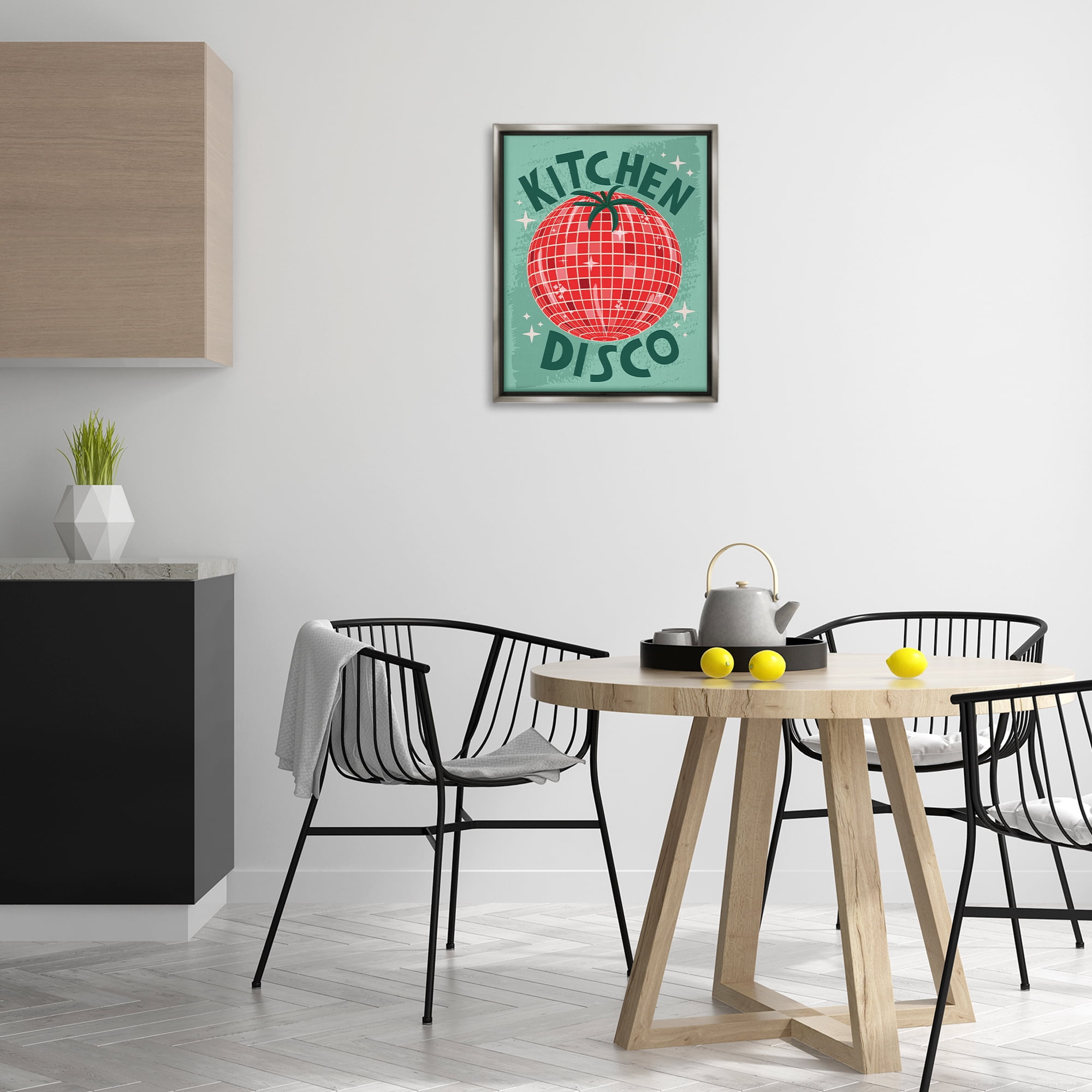 Stupell Industries Kitchen Disco Tomato Food & Beverage Painting Gray Floater Framed Canvas Art Print Wall Art, 17 x 21