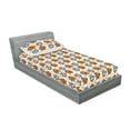 thumbnail image 2 of Tiger Fitted Sheet & Pillow Sham Set, Exotic Wild Big Cat Heads and Pastel Colored Geometric Shapes Modern Animal, Decorative Printed 2 Piece Bedding Decor, Twin, Ivory Orange Rose, by Ambesonne, 2 of 2