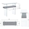 thumbnail image 3 of ivinta Glass Console Table with Storage, 39.4" Modern Faux Marble Entryway Table for Living Room, Foyer, Hallway, Bedroom 5101 (Gray), 3 of 9