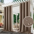 thumbnail image 2 of (4 Panel) Upgraded Outdoor Curtain Garden Patio Gazebo Sunscreen Blackout Curtains, Thermal Insulated White Curtains with Grommet | Waterproof& Windproof&UV-protection& Mildew Resistant,Brown 54*108in, 2 of 7