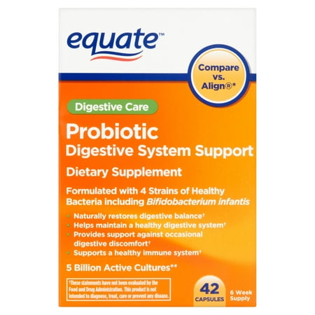 equate probiotique Système digestif support capsules, 42 count