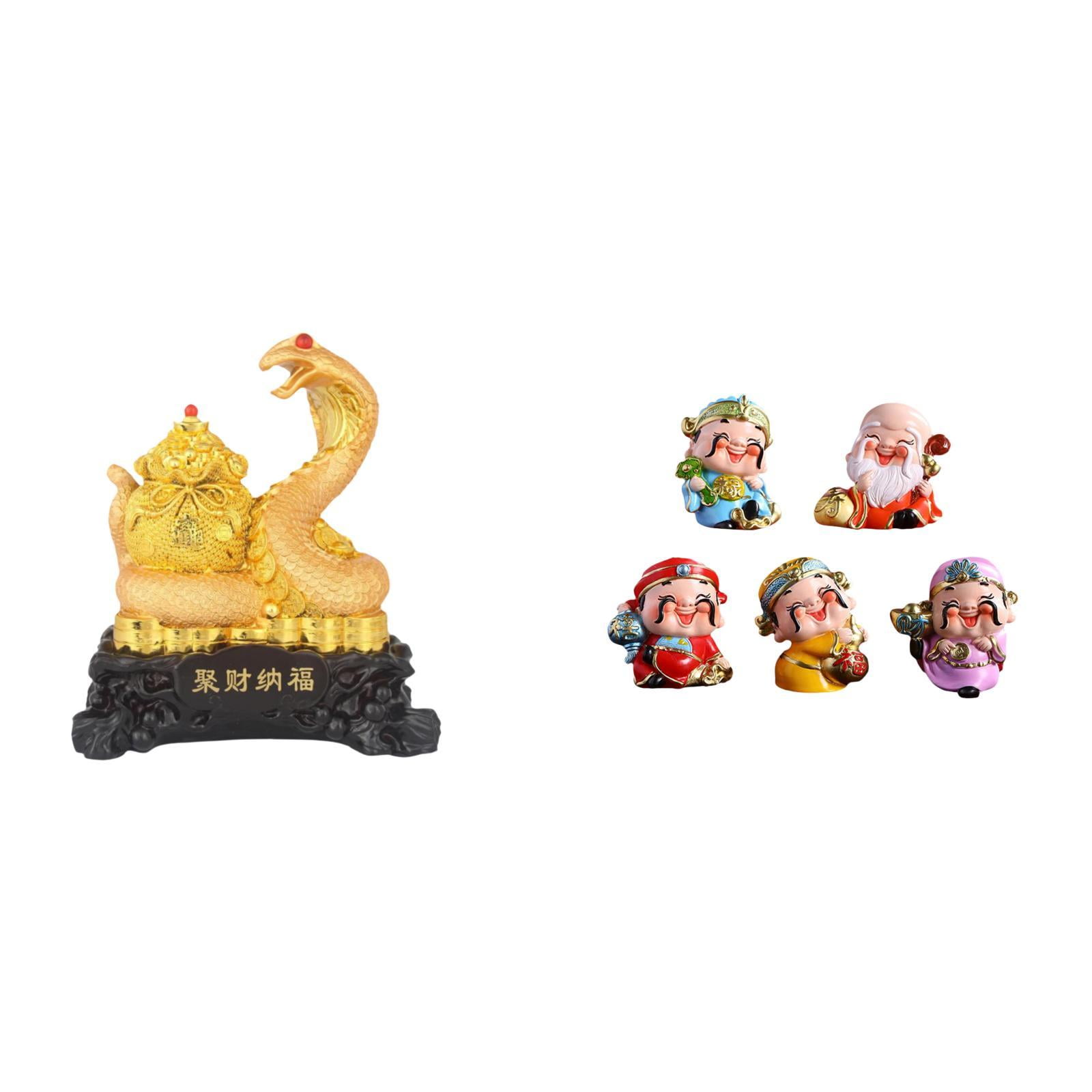 Esquirla Snake Statue Feng Shui Desktop Figurine Fortune God Statue Cartoon God of Wealth Figurine Resin Craft Suitable for festival gift giving home decoration office tabletop ornament shelf