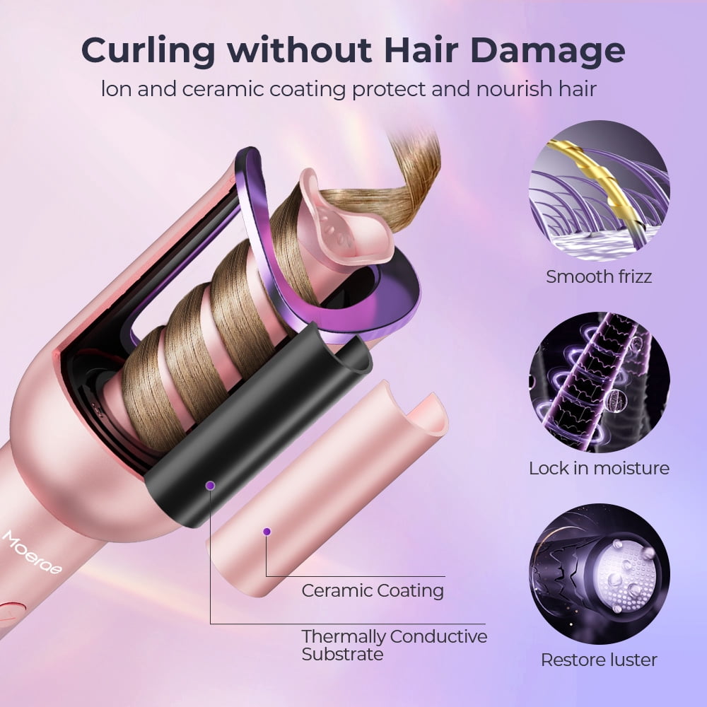 Automatic Curling Iron, SINGES Professional Hair Curler, 3 Temps Setting, Anti-tangle Ceramic Barrel Rotating, 30S Fast Heating, 22mm Auto 360° Rotating Hair Wand