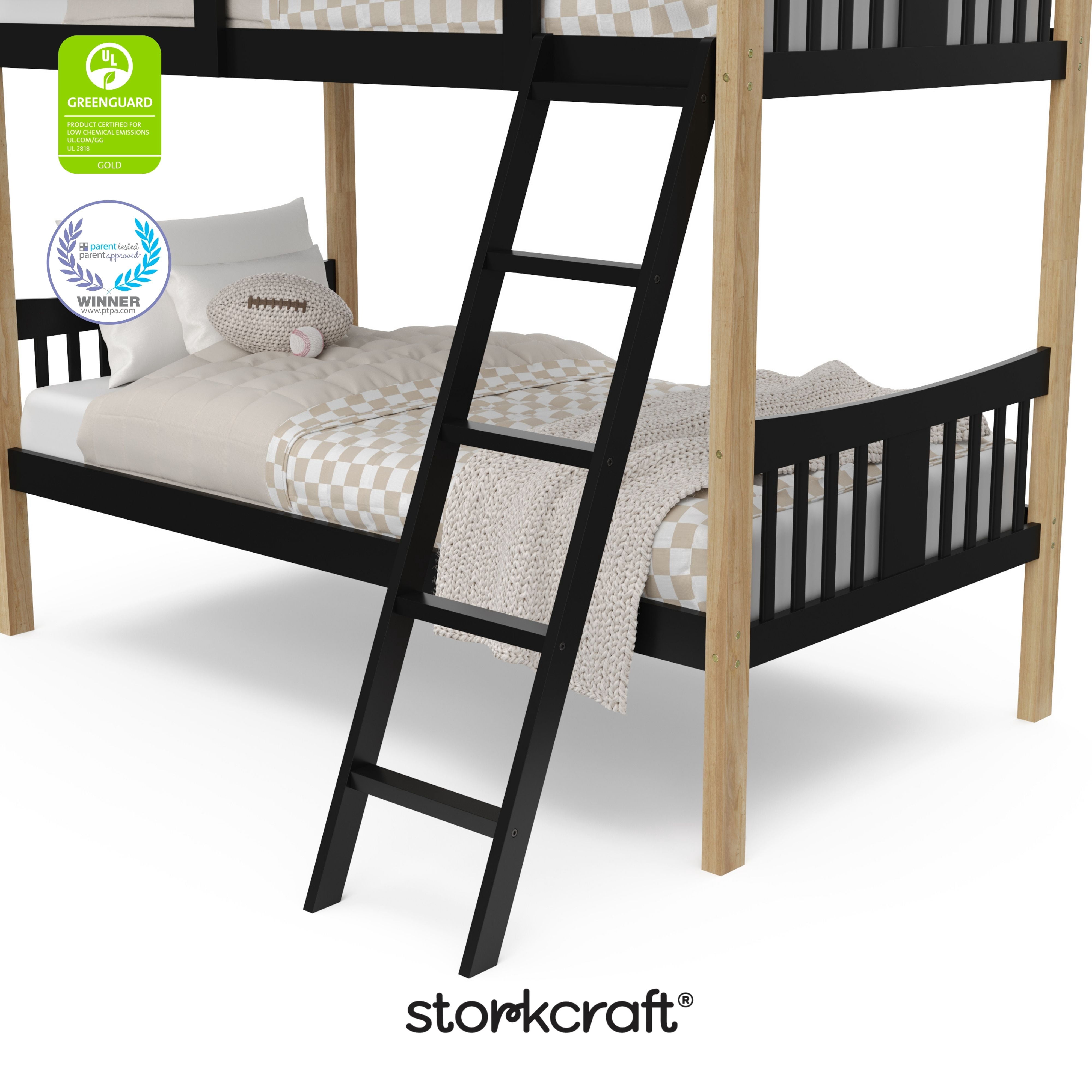 Storkcraft Caribou Twin over Twin Bunk Bed, Black with Natural
