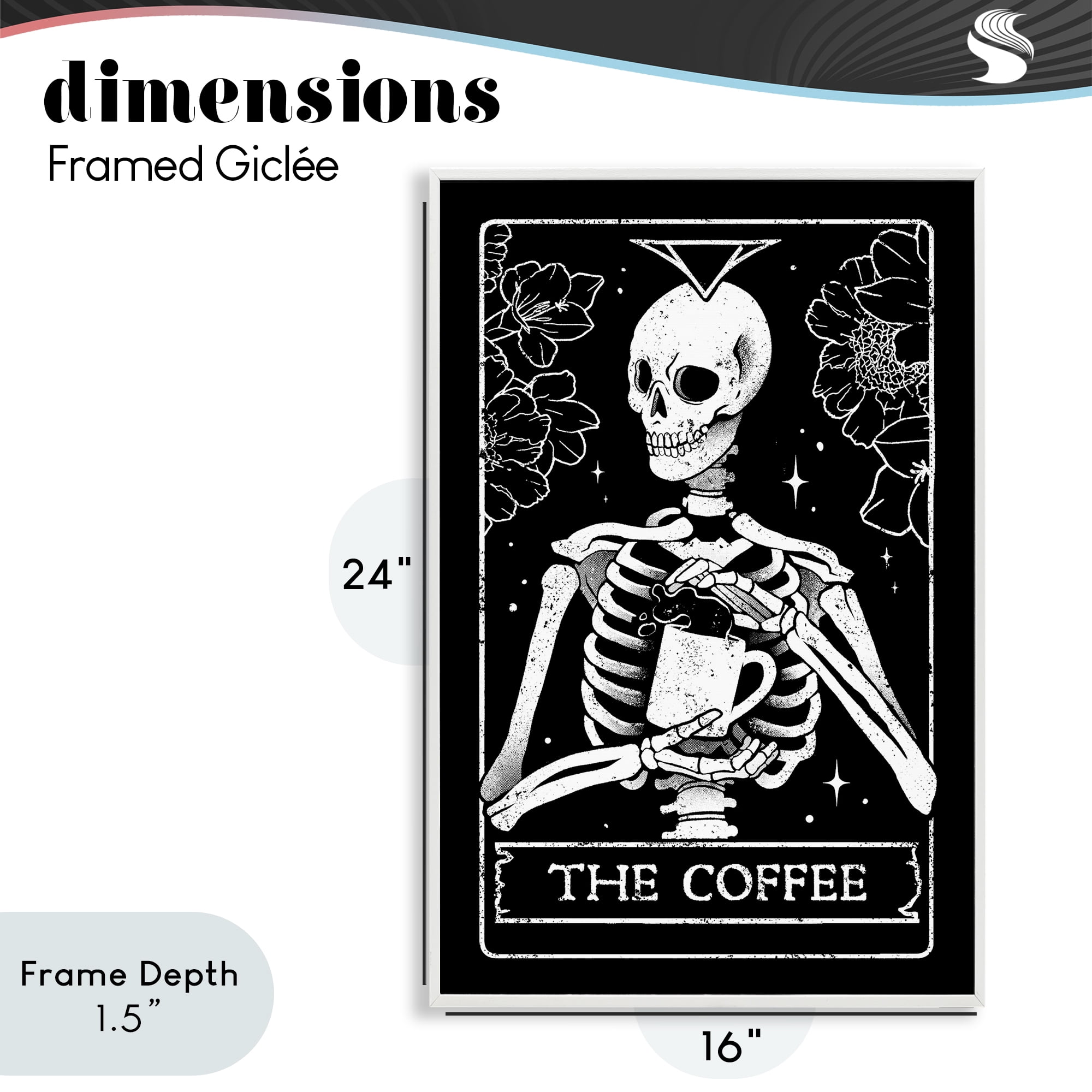 Stupell Industries The Coffee Skeleton Tarot White Framed Giclee Art, design by EduEly Designs