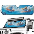 thumbnail image 2 of FUIALDOLG Car Windshield Sun Shade, Funny Cat Swimming Sun Visor for Car Off-road Vehicle, Block UV Rays, Foldable 52.95x16.14 inches, 2 of 7