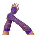 thumbnail image 1 of AWZXDE Gants pour Femmes Gants Sans Doigts en Maille Scintillants avec Strass pour Fête de Carnaval, 1 of 3