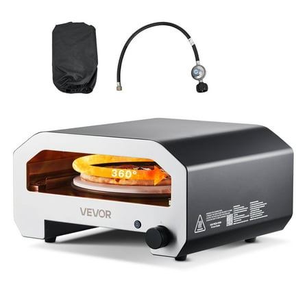 VEVOR Outdoor Pizza Oven, 16 in Propane Gas Pizza Maker, Portable Pizza-Cooker with Electric Rotation, Thickened Pizza-Stone, Carry Bag, Propane Pizza-Oven for Outside Backyard Patio Camping, Black