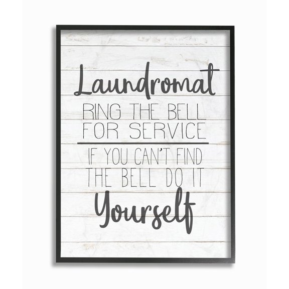 Stupell Industries Laundromat Funny Word Bathroom Laundry Black And White Design Framed Giclee Texturized Art by Kimberly Allen