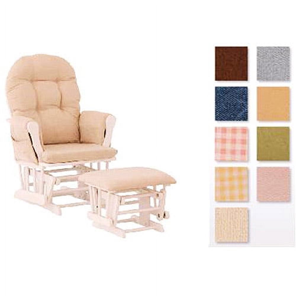 Storkcraft Hoop Glider and Ottoman White with Beige Cushions - image 2 of 7