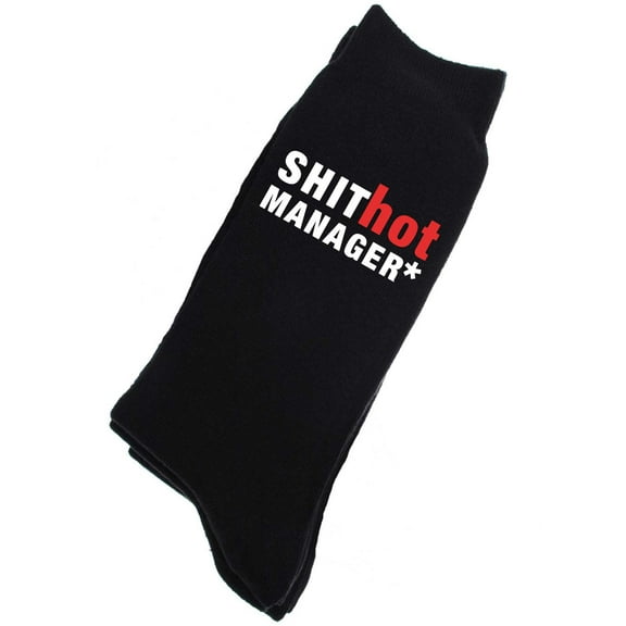 Sh*t Hot Manager Mens Black Socks Present Gift Boyfriend Dad Husband Grandad Uncle