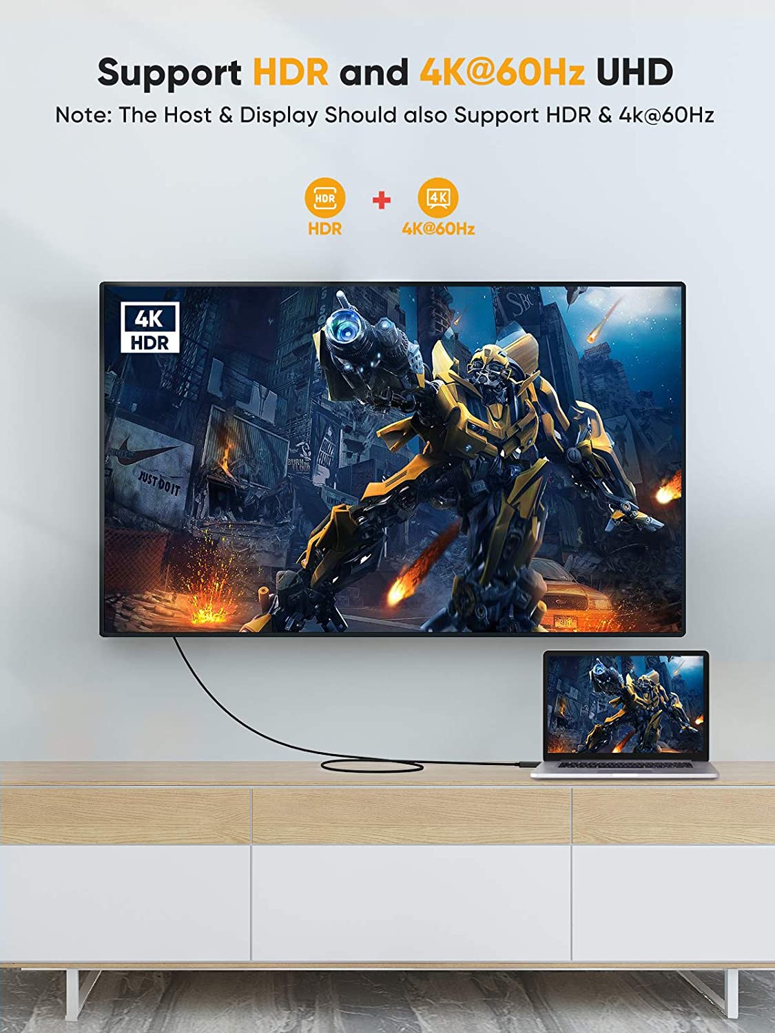 to HDMI Cable 4K@60Hz HDR 