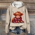 thumbnail image 2 of Telankuip Christmas Hoodies for Women Cute Highland Cow with Scarf Long Sleeve Hooded Sweatshirts Baggy Comfort Plus Size X-Mas Holiday Western Print Pullover Hoodie Khaki XXL, 2 of 3