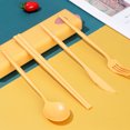 thumbnail image 1 of Portable Cutlery Set, Push-Button Fingerprint Straw Design, Outdoor Travel Utensils, Reusable Wheat Straw Knife Fork Spoon Chopsticks, 1 of 6