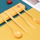 thumbnail image 1 of Juego de cubiertos portátiles de paja de trigo | Cuchillo, tenedor, cuchara, palillos en caja extraíble | Plástico ligero apto para uso alimentario | Juego de 5 piezas para estudiantes, viajes y uso, 1 of 6