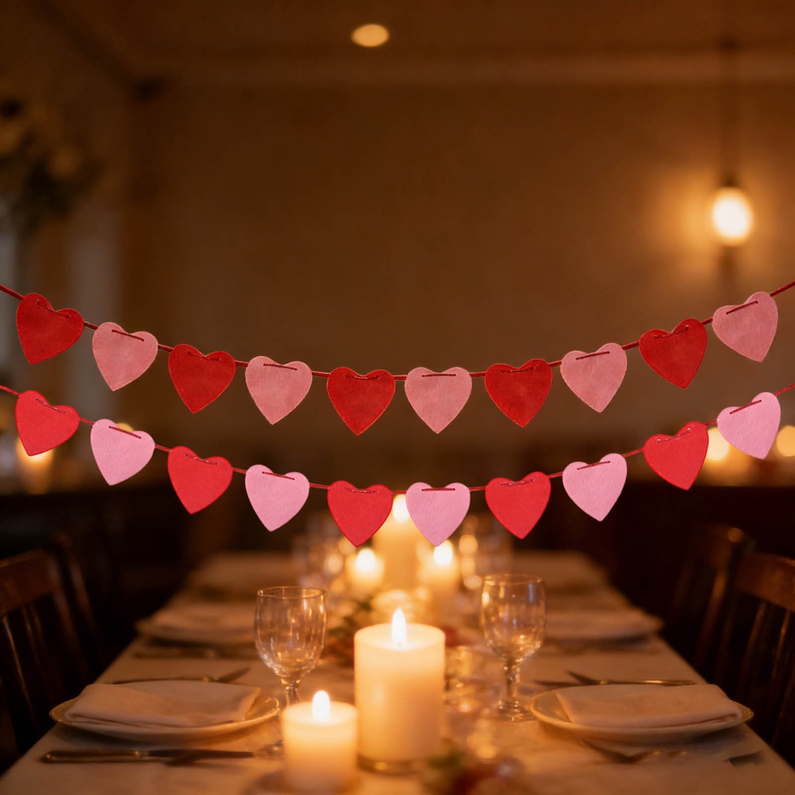 Heart Valentine's Day Garland Banner 12 Pack Valentines Day Decorations Party Favors for Door Wall Classroom School Home Anniversary Wedding Engagement Party Office Wall Decorations Supplies