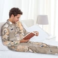 thumbnail image 6 of Naloa World Map With Animals Men’s Pajamas Set - Long Sleeve Button Down Sleep Shirt and Pajama Bottoms Sleepwear Set-Medium, 6 of 7