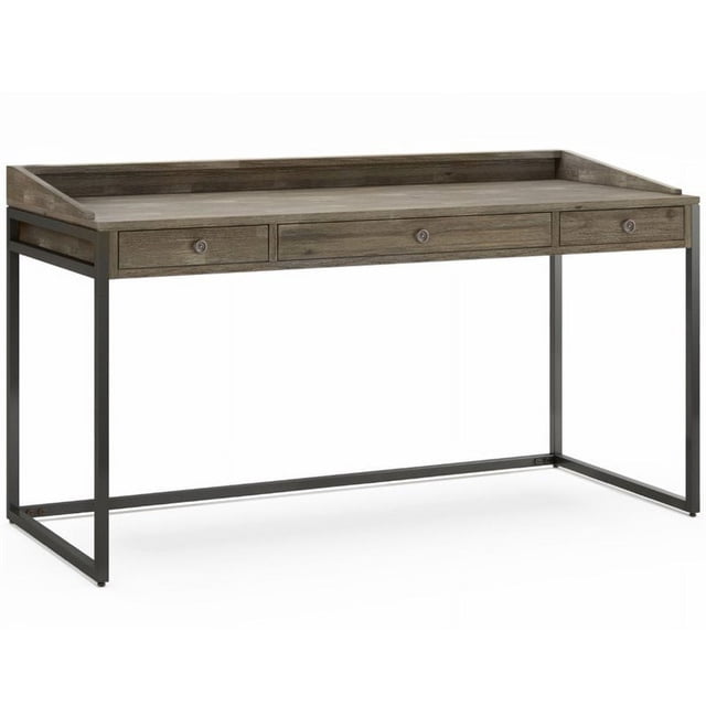 Allora 60" Industrial Solid Wood Computer Desk in Distressed Gray