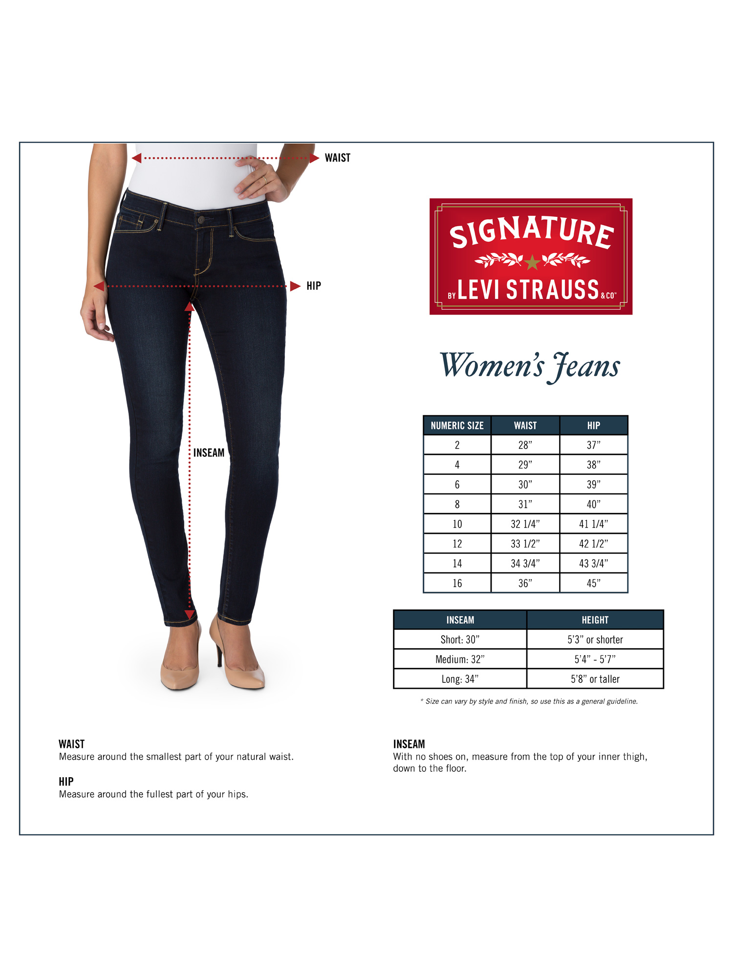 levi jeans waist sizes