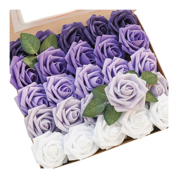 25 rosas artificiales de tallo largo de tacto real, ramo de rosas de seda sintética para bodas, fiestas, centros de mesa y decoración de festivales.