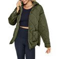 thumbnail image 2 of Winter Women Long Sleeve Zipper Quilted Coat Casual Loose Lightweight Hooded Puffer Jacket with Pocket, 2 of 5