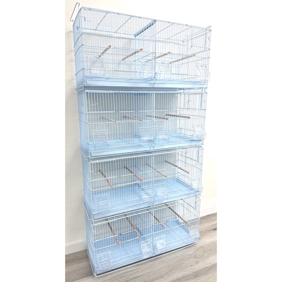 4 of LARGE White Stackable Double Breeding Breeder Flight Bird Cage Center Dividers With Side Breeding Nest Box Doors