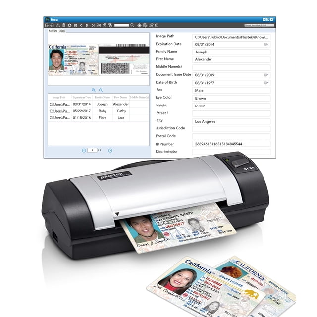 Escáner de tarjetas Plustek Duplex Auto para captura de datos de identificación