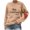 #3 Khaki, variant on Simua Sweatshirts for Women Crewneck Long Sleeve Loose Fit Tops Tready Heart Letter Printed Hoodless Pullover Tops