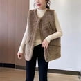 thumbnail image 2 of Tranfacy Veste en Molleton pour Femmes, Manteaux d'Hiver pour Femmes, Veste Sans Manches Mi-Longue à Fermeture Éclair, Mode Décontractée, Manteau d'Hiver Intégré, 2 of 5