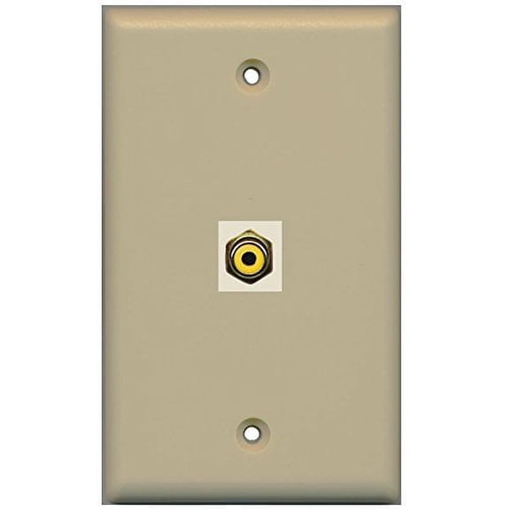 RiteAV RCA Yellow (Ivory) Wall Plate 1 Gang Flat Ivory