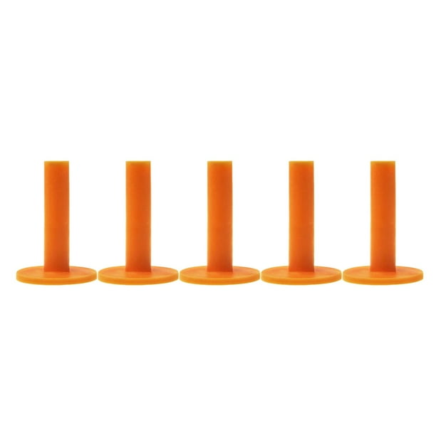 Juego de 5 tees de goma de golf naranjas para tapetes de práctica, aptos para interiores y exteriores. 68 mm