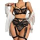thumbnail image 1 of Gibobby Ropa sexy de mujer para sexo Conjunto de lencería de Encaje para Mujer con Cinturones de Liguero, Sujetador y Bragas, sostén y Tanga(Negro, G), 1 of 5