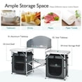 thumbnail image 6 of Patiojoy Portable Camping Kitchen Table Aluminum Fold-Up Camping Kitchen with Windscreen for BBQ, Picnic, Party  Gray, 6 of 10