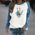 thumbnail image 2 of aohooy Halloween Womens Shirt Raglan Long Sleeve Crewneck Sweatshirt Funny Ghost Print Tops Vintgae Festival Clothes Gift Blue,M, 2 of 8
