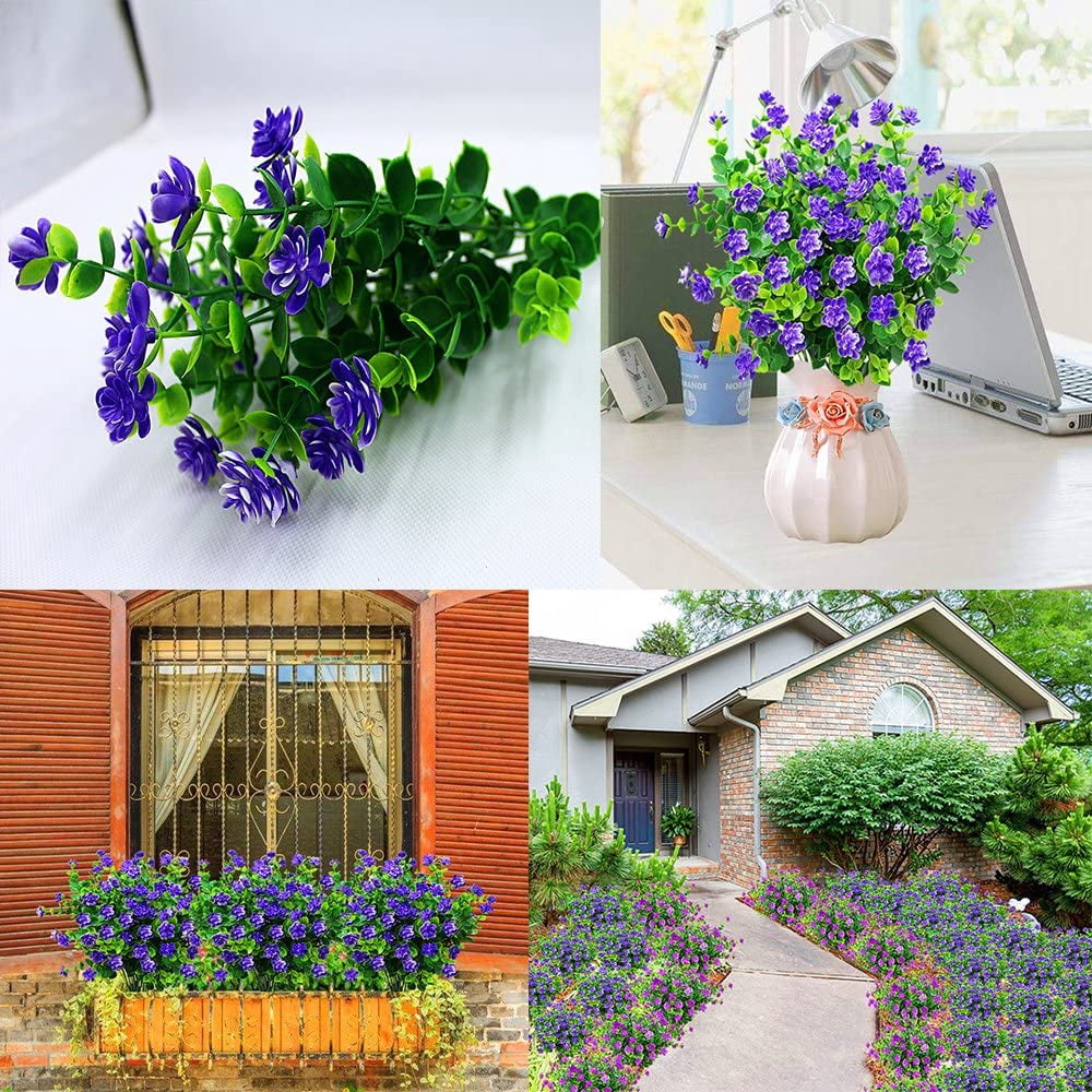 Artificial Flowers, Fake Outdoor UV Resistant Plants Faux Plastic Greenery Shrubs Indoor Outside Hanging Planter Home Garden Decorating(Yellow)