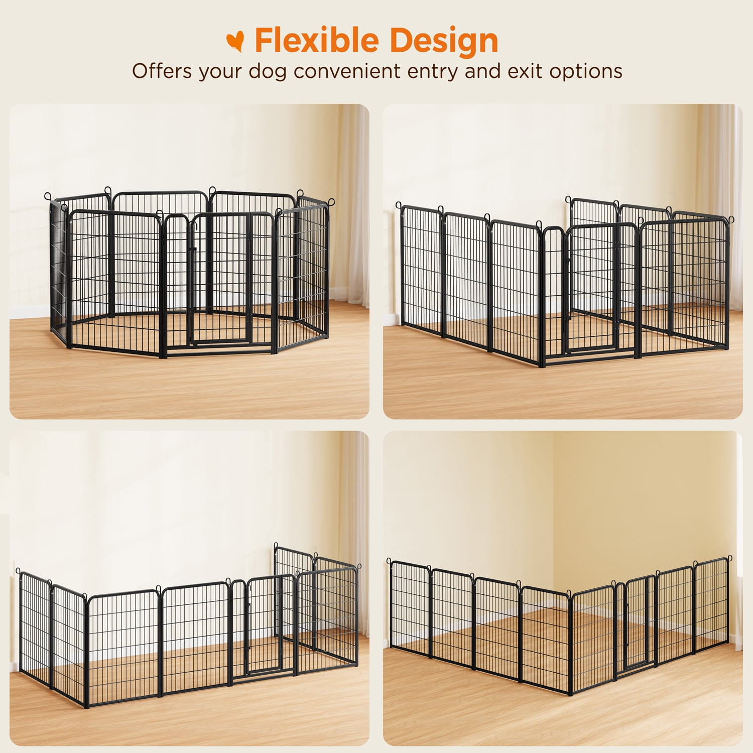 Alden Design 24 Panels Metal Dog Playpen with Door, 31.5″ Tall, Black