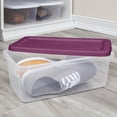thumbnail image 3 of Sterilite Set of (10) 6 Quart Storage Boxes, Clear Plastic Storage Bin with Snap-on Lid, Magenta, 3 of 9