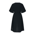 thumbnail image 5 of Liquidation d'Été 2025! Robe d'Été en Solde pour Femmes, Robes Courtes d'Été pour Femmes Manches Courtes Bloc de Couleur Ample Tendance Imitation Coton et Lin Mini Robe avec Bouton Poche, 5 of 5