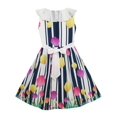 thumbnail image 2 of Girls Dress Turn-Down Collar Tulip Striped Print Chiffon 8 Years, 2 of 4