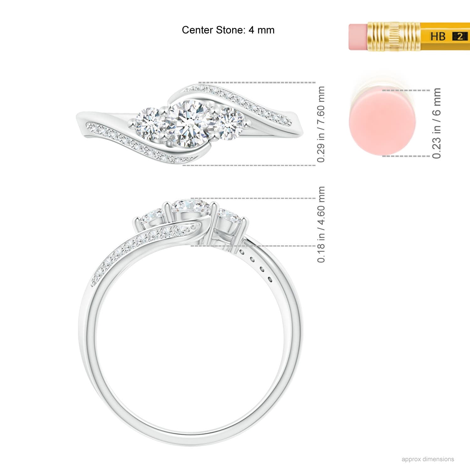 Angara Natural Diamond Three Stone Engagement Ring in Platinum for Women - April Birthstone Jewelry | Round Diamond Ring (Ring Size - 12)