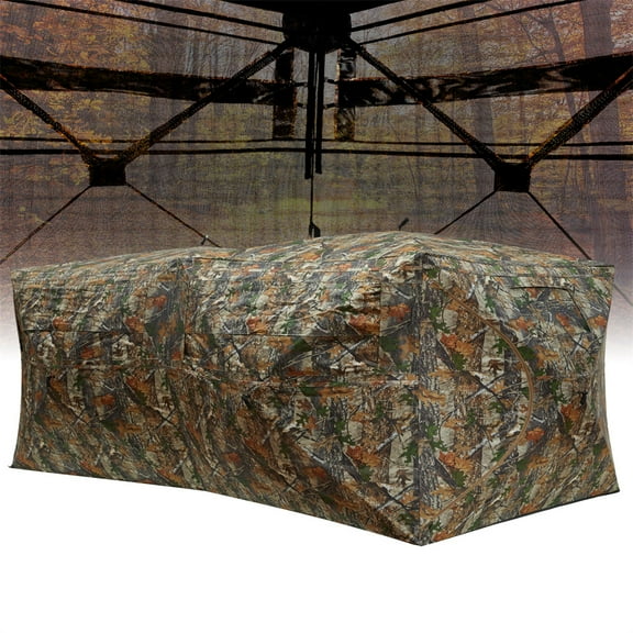 Hunting Blind - Portable Pop Up Ground Blind for 3-4 People with 270° See-Through Windows & Quiet Magnetic Door, Lightweight Design for Outdoor Hunting