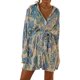 thumbnail image 1 of VISgogo Vestido de camisa con botones para mujer, mini vestido plisado de manga larga con cuello en V y cinturón VISgogo moda, 1 of 9