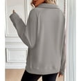 thumbnail image 2 of SWSMCLT Women's Fashion Sweatshirt Pullover Fall Regular Fit Long Sleeve Lapel Sweatshirt Half Zip Kangaroo Pocket Grey XX-Large, 2 of 5