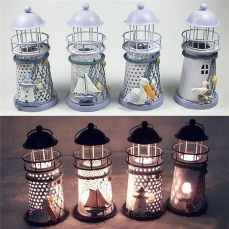Iron Tealight - Mediterranean Iron House Lighthouse Tealight Holder Candle Holder Candleholder Candlestick Candelabrum Gift Decor