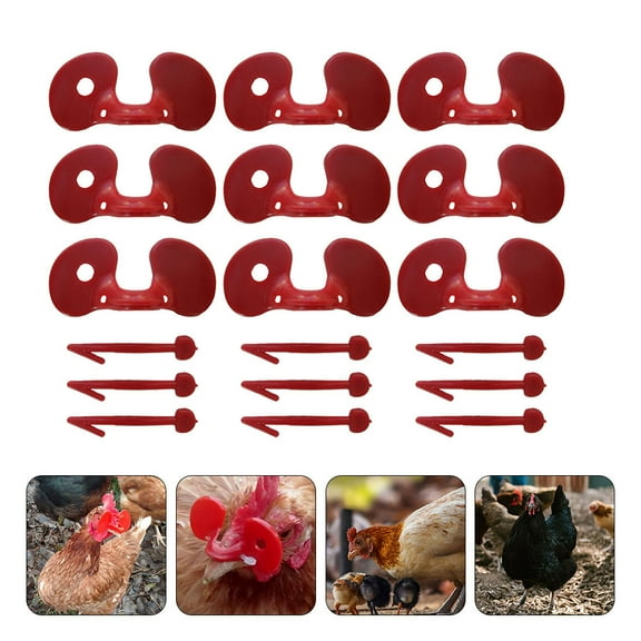 OUNONA 100Pcs Red Plastic Chicken Peepers Anti Pecking Eyeglasses for Poultry Protection